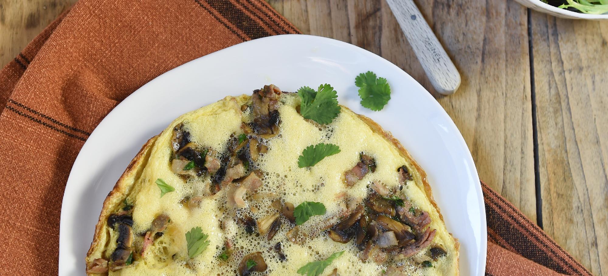 Omelette champignons lardons