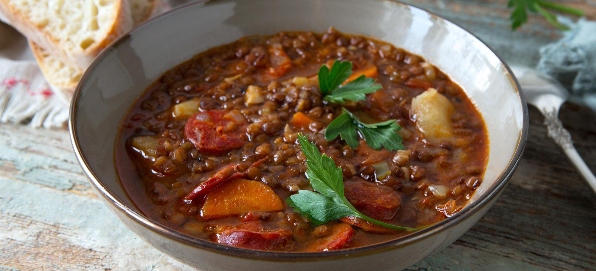 Soupe de lentilles au chorizo