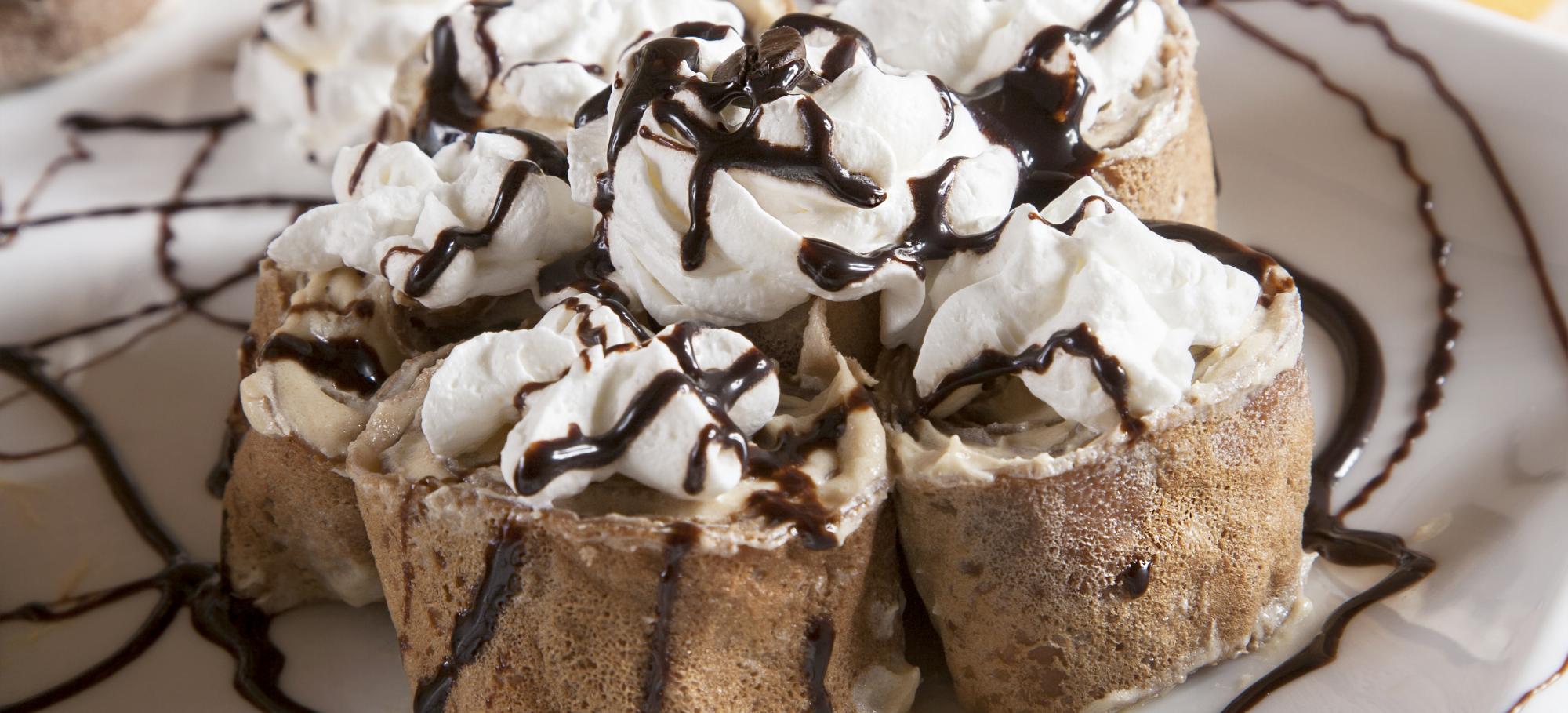 Roulés de crêpes au chocolat, crème de spéculoos