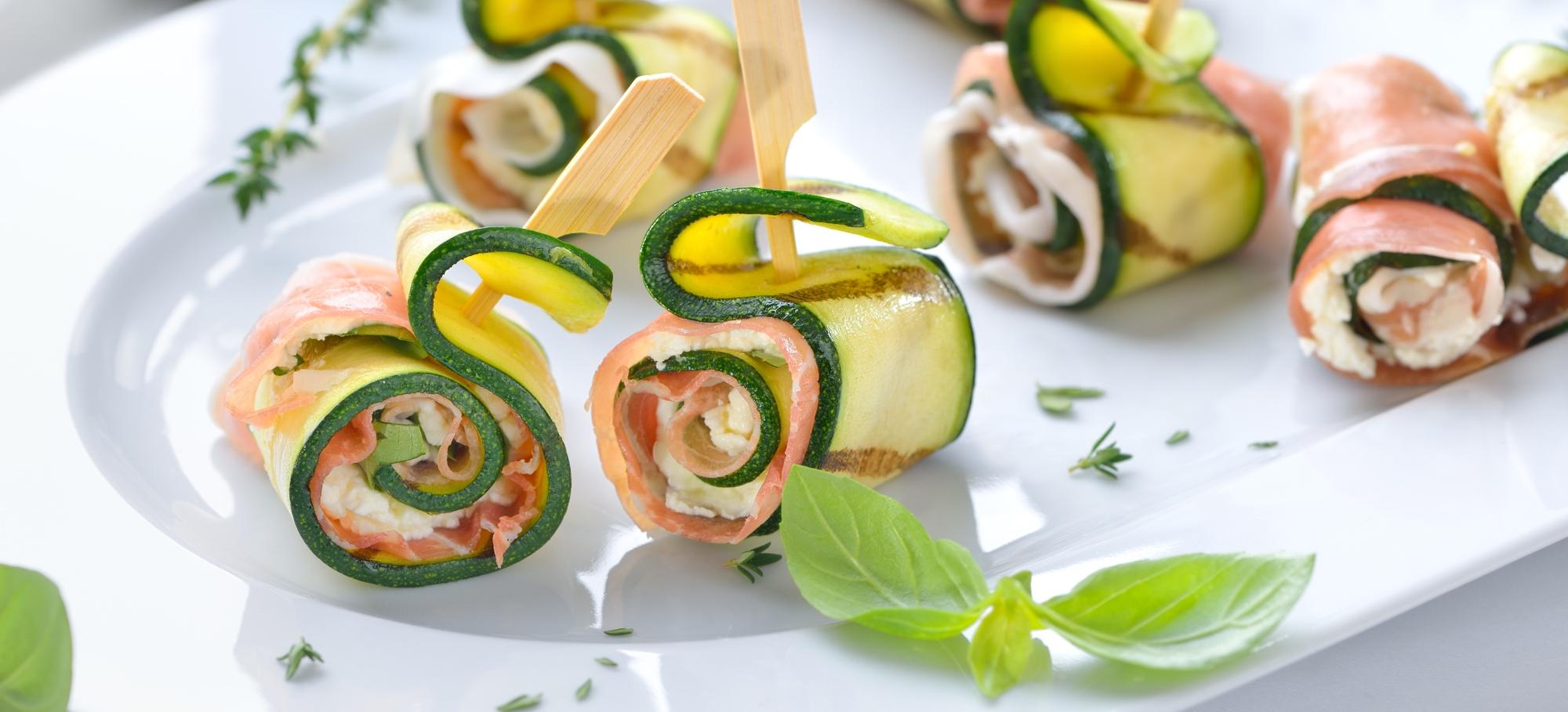 Bouchées de courgette au jambon de Parme et au riz