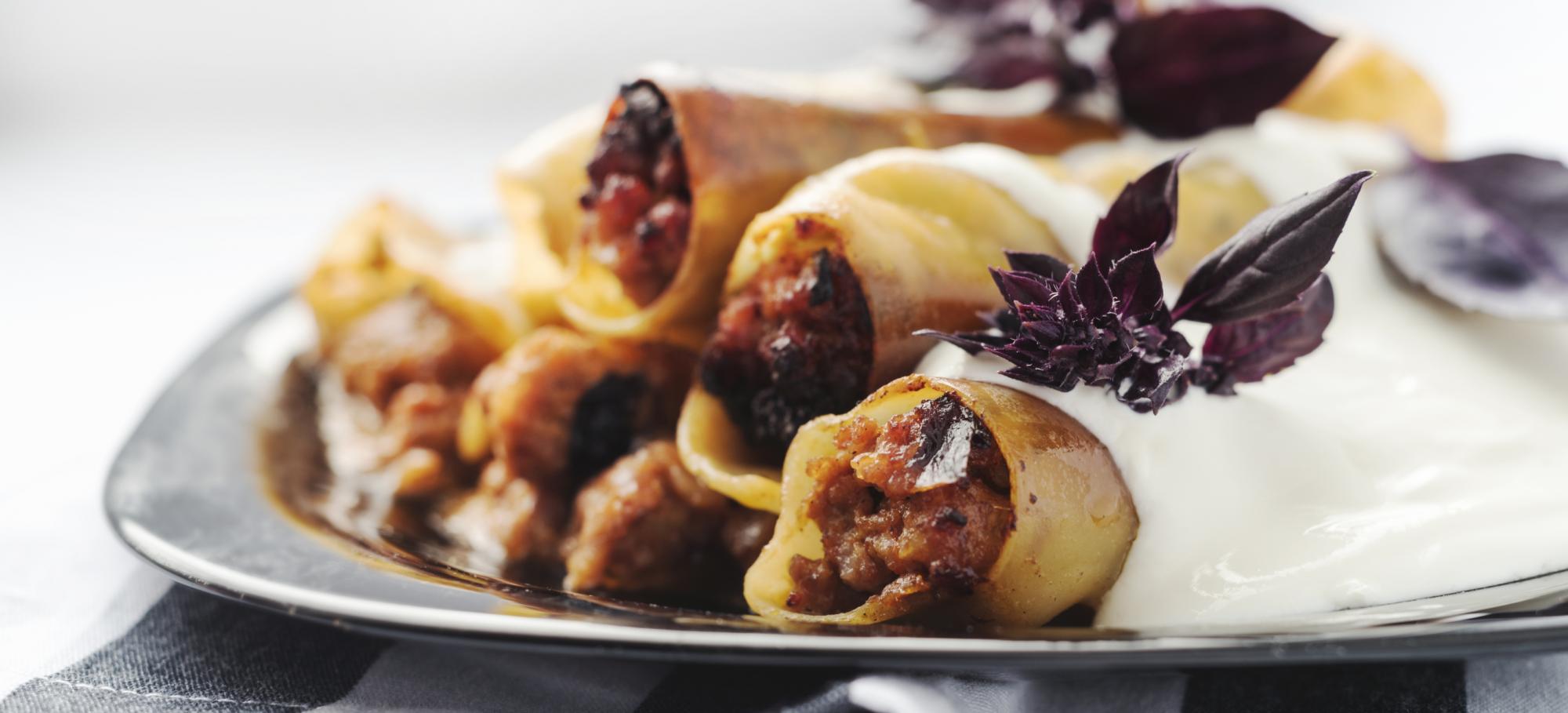 Cannellonis au chèvre, aubergine et poulet Recette de cannellonis au chèvre, aubergine et poulet