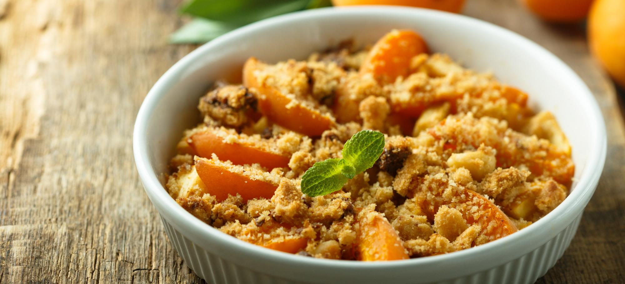 recette crumble, crumble peche, 