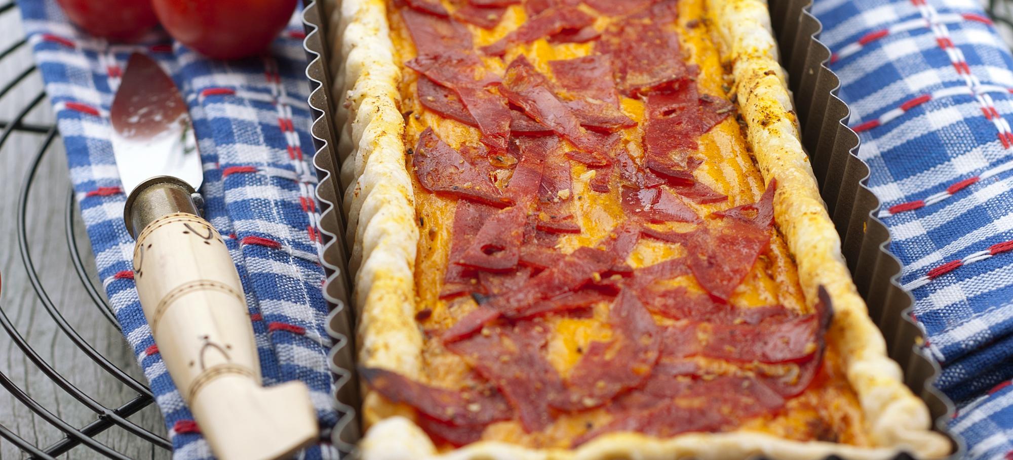 Blanquette à la sauce Kiri® Quiche tomate et chorizo