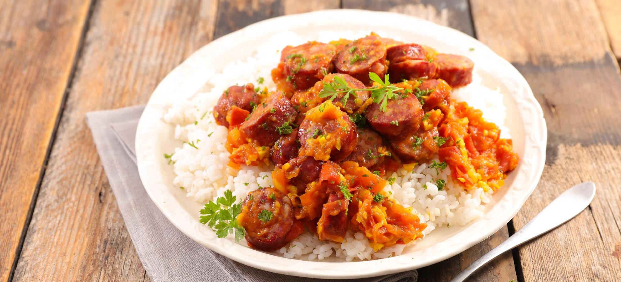 recette, rougail saucisses,