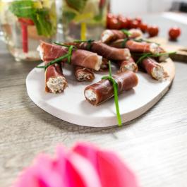 visuel recette facile roulés jambon chèvre apéritif ou entrée