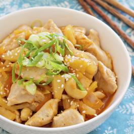 Poulet ananas, sauce aigre douce