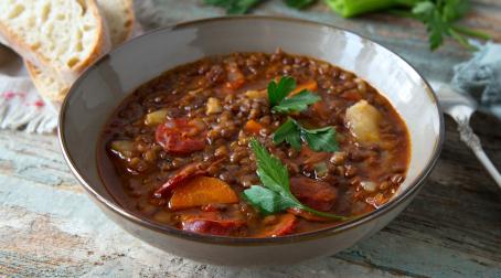 Soupe de lentilles au chorizo