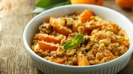 recette crumble, crumble peche, 